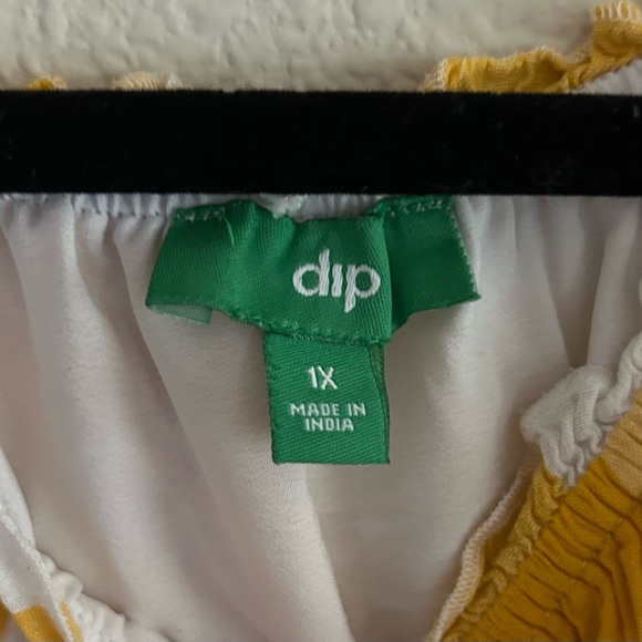 Dip Sleeveless Yellow White Gingham Peephole Dress Plus Size 1X - Picture 3 of 4